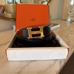 Hermes H Striee Belt Buckle & Reversible Leather Strap 32mm