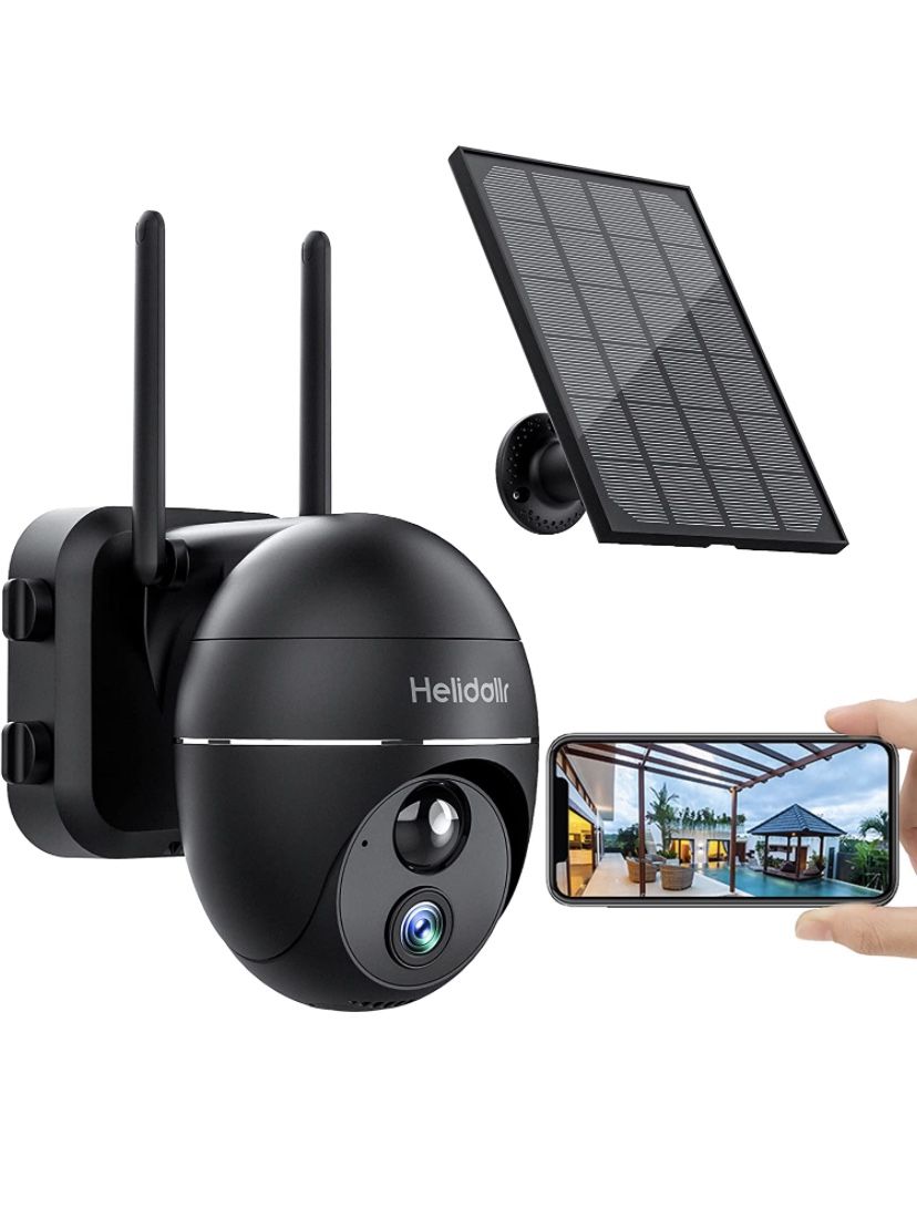 Helidallr Security Camera Outdoor, 1080P WiFi Wireless Outdoor Security Camera with Solar Panel, 15000mAh Rechargeable Security Cameras IP66 Waterproo