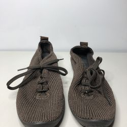 Arcopedico Brown Knit Fabric Lace Up Comfort Shoes Women Sz 37EU/6.5US