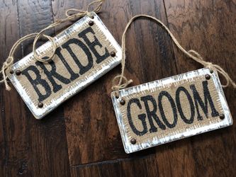 Rustic Bride and Groom Wood Signs