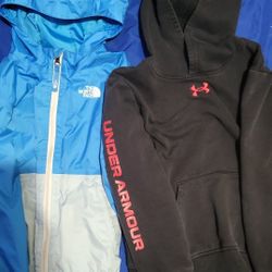 Size 6 North Face Rain Jacket Size 7 Underamour Hoodie