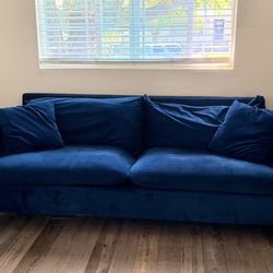 Beautiful Modern Navy blue  luxurious velvet sofa