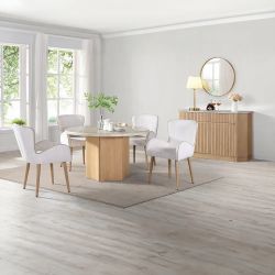 5 PCS Vilena Collection Natural Marble top and Oak Finish dining set On Sale Now! 1475.00 Free Delivery I