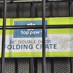 **LIGHTLY USED** TOP PAW 36" FOLDABLE DOUBLE DOOR DOG CRATE
