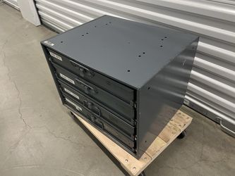 Electrical Supplies (Assorted Fuses, etc.). Includes Metal Parts Cabinet with Removable Drawers