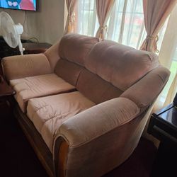 2-Seater Fabric Sofa with Wooden Frame