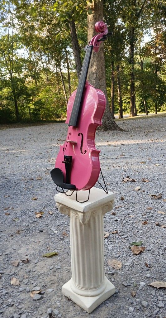 Brand New Maple Wood Violin With An Beautiful Powder Pink Finish, Stand And Pedestal Included