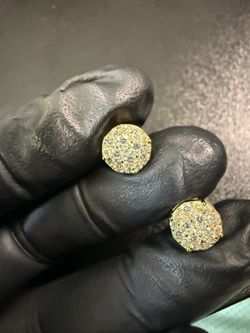 Half Snow Globe Gold Plated Men’s Moisinite Earrings 