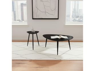Odessa Black 2-piece Triangular Coffee and End Table Set