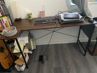 Rustic brown office desk with storage