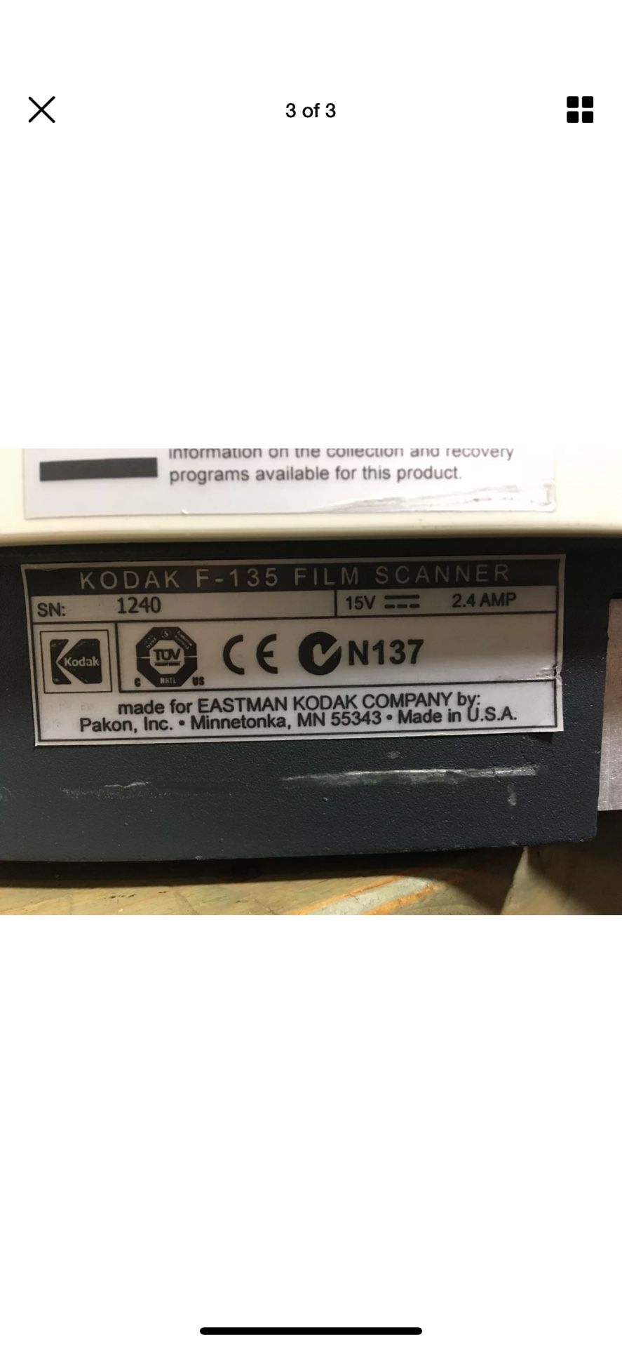 Kodak F135 Film Scanner for Sale in Chula CA OfferUp