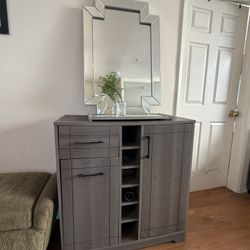 Gray Bar cabinet w drawer and shelves
