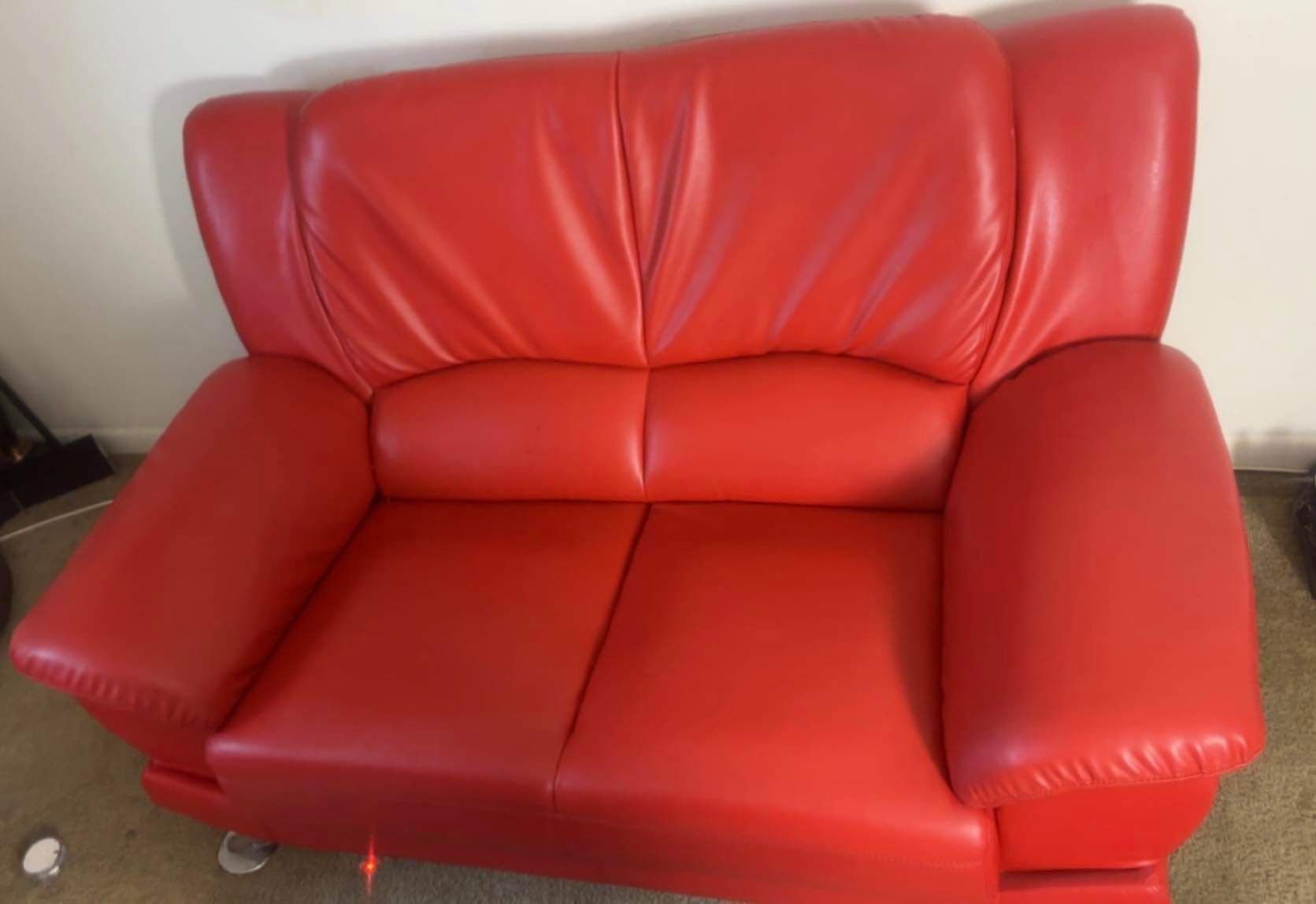 Red Leather Sofa Set