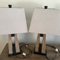 Matching Lamps w/ Shades - USB Ports 