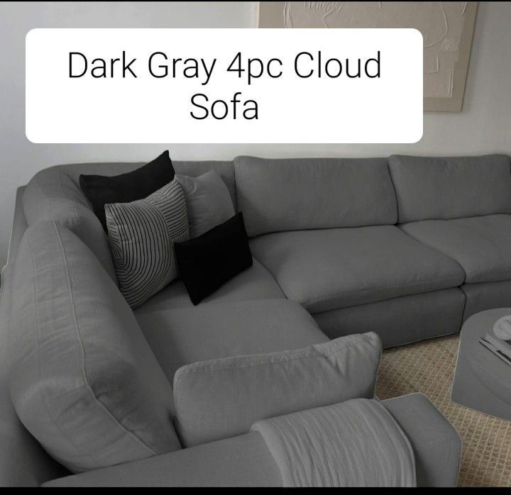 Grey Cloud Couch Modular Sectional Sofa