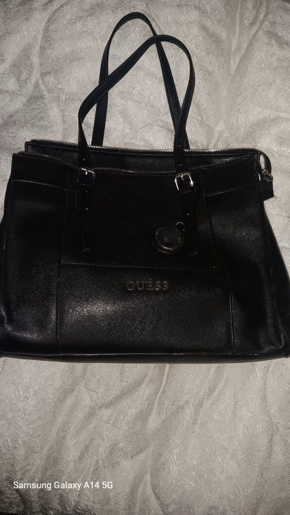 Black Leather Large Guess Purse