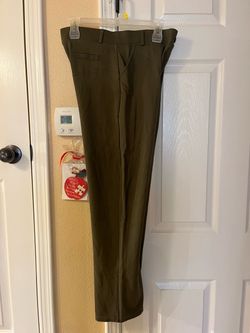 Olive Green Straight-Leg Pants