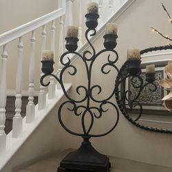 Large Wrought Iron Candle Holders 
