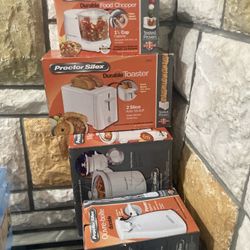 Toaster, Waffle Maker, Food Chopper, Can opener