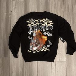 Civil Regime Men’s Size Medium Crew Neck Sweatshirt Black With Racing Graphic Brand New 