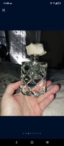 Vintage Glass Perfume Bottle With Quartz Top