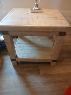 2 solid Wood white wash tables