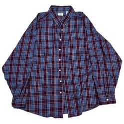 Dockers Men’s Plaid Button Down Flannel Shirt Casual Blue Red Long Sleeve Preppy 2XL