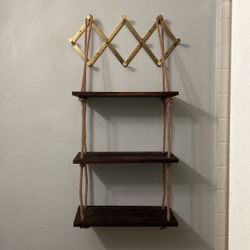Wood And Rope Hanging Shelves 
