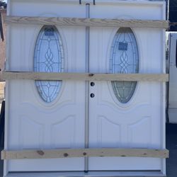 72x80 Hampton Fiberglass Exterior Front Double Door 