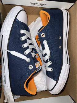 Navy blue And Orange Converse 