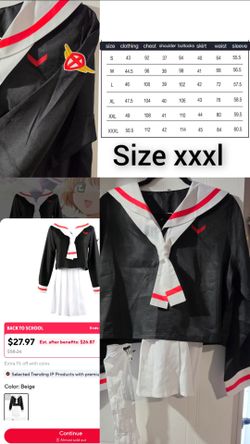 Anime Cosplay Sailor Uniform Set Size XXXL