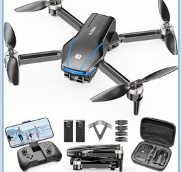 Drone with Camera 4K for Kids Adults, Brushless Motor Mini Foldable RC Drones with Propeller Guards for Beginners, One Key Take Off/Land, Voice Contro