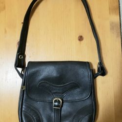 Unique Vintage Leather Shoulder Bag w/ Adjustable Strap