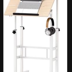 New Mobile Standing Rolling Desk Adjustable Laptop Cart