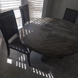 Gray wood dinner table