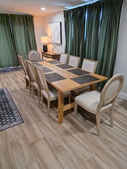 Wood Dining Table with 8 Chairs