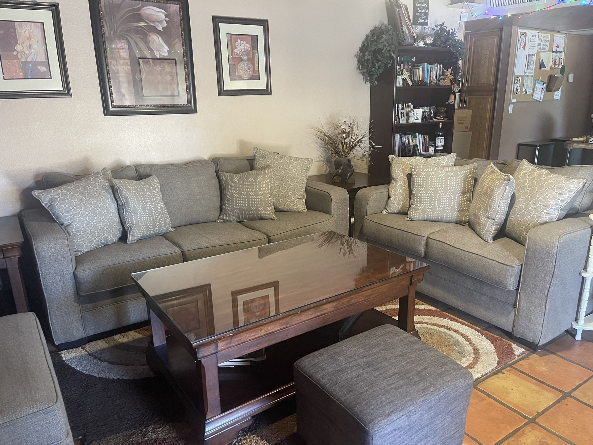 Couch, Love Seat And Ottoman Set