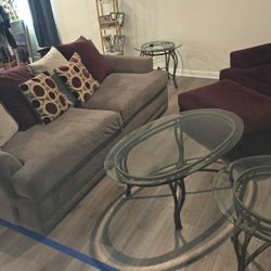 $250 For Beautiful Purple & Grey Sofa Set