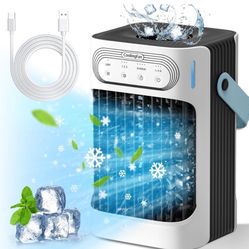 Portable Air Conditioners,Portable AC 3in1 Mini Air Conditioner 900ML Evaporative Air Cooler with 3 Cool Mist,3 Wind Speed,7 LED Lights,2-8H Timer AC 