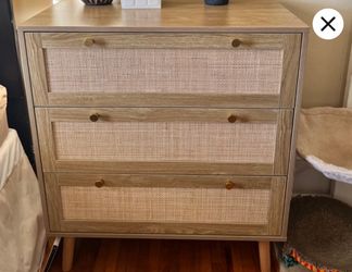 Mid-Century Modern 3-Drawer Rattan Dresser
