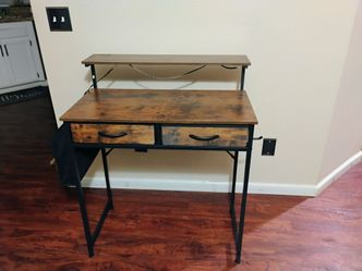Industrial Writing Desk with Monitor Shelf