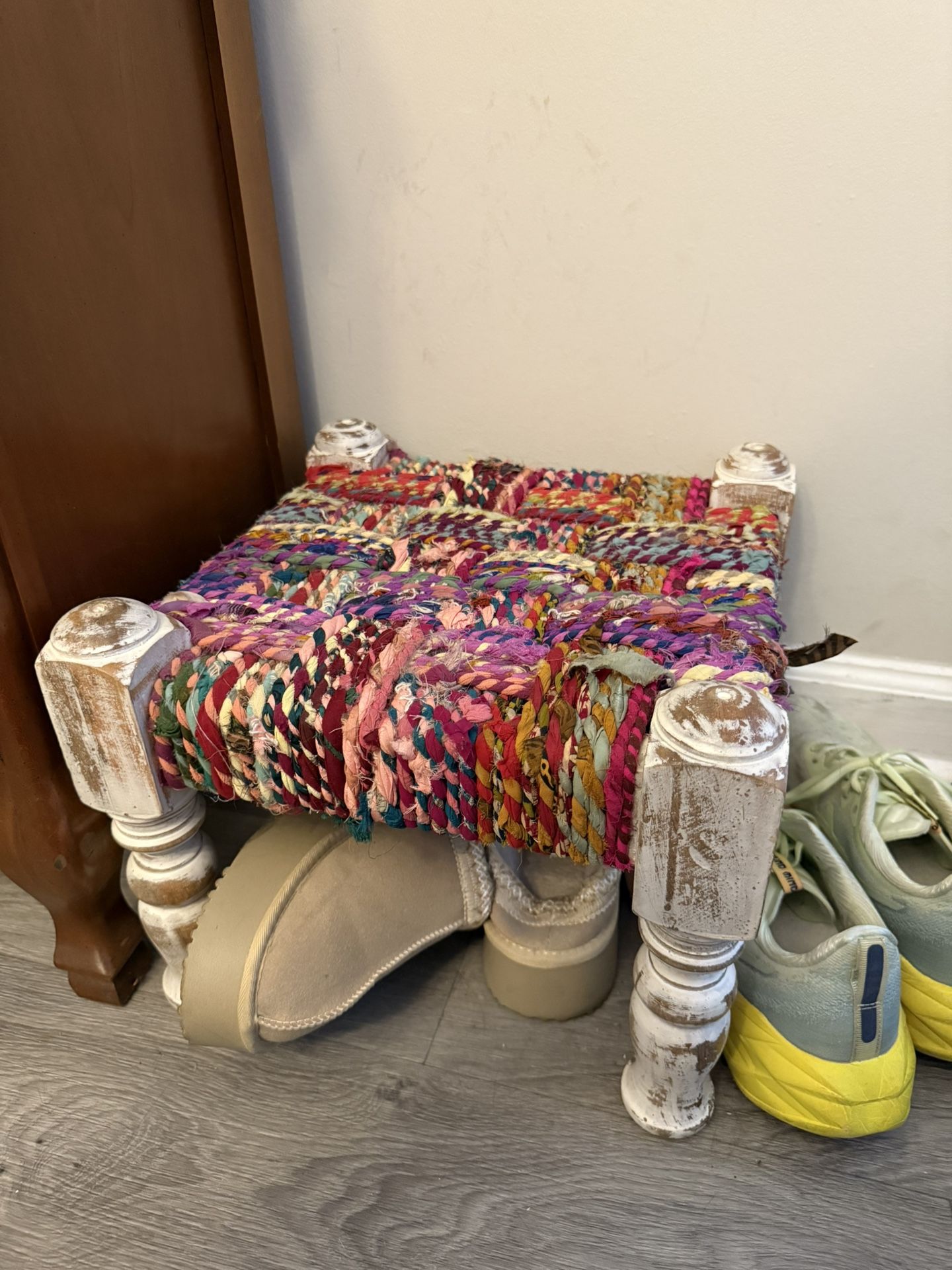 Boho Woven Footstool / Accent Bench