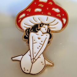 Red Mushroom 🍄 Hat Lady Lapel Pin 