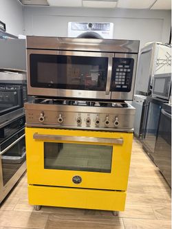 Bertazzoni 30” Gas Range + Matching Microwave for $1