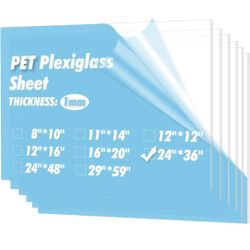 BRAND NEW..Art3d 5-Pack of 24×36" PET/Plexiglass Sheets, Transparent