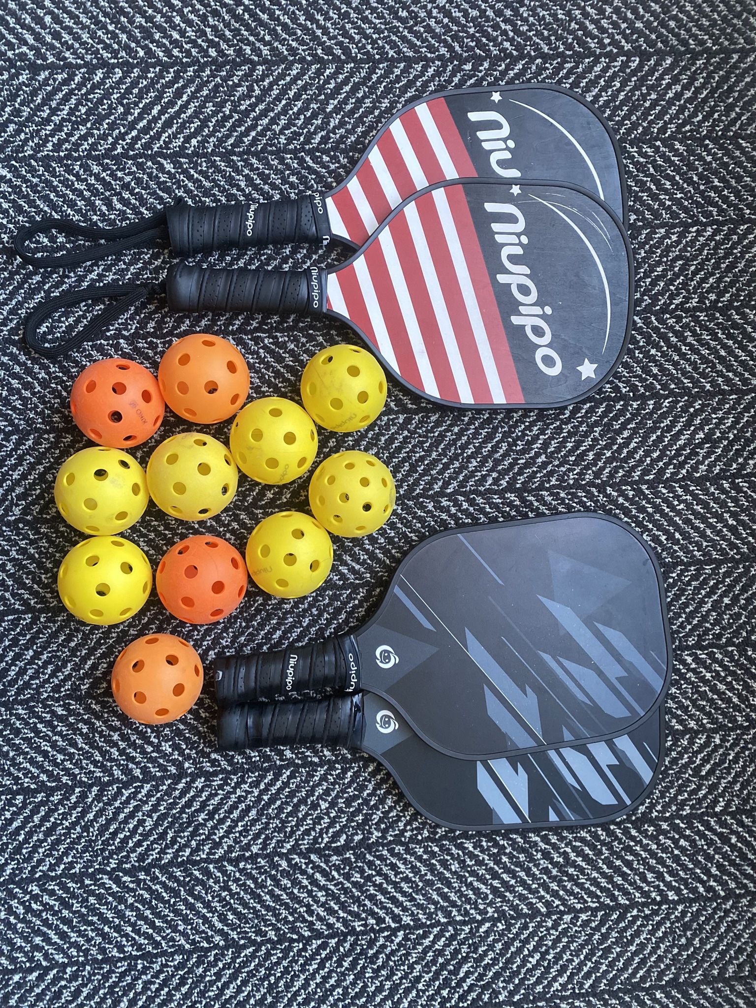 Pickleball Paddles Set of 4 with  Balls Niupipo Wooden