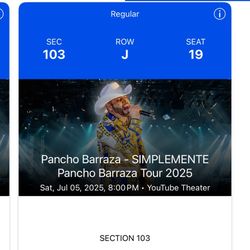 2 Pancho Barraza Tickets! 