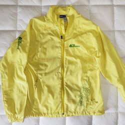 The Redface Women's Lightweight  Windbreaker Running Jacket, Yellow With Green Embroidered Design, Size Small!