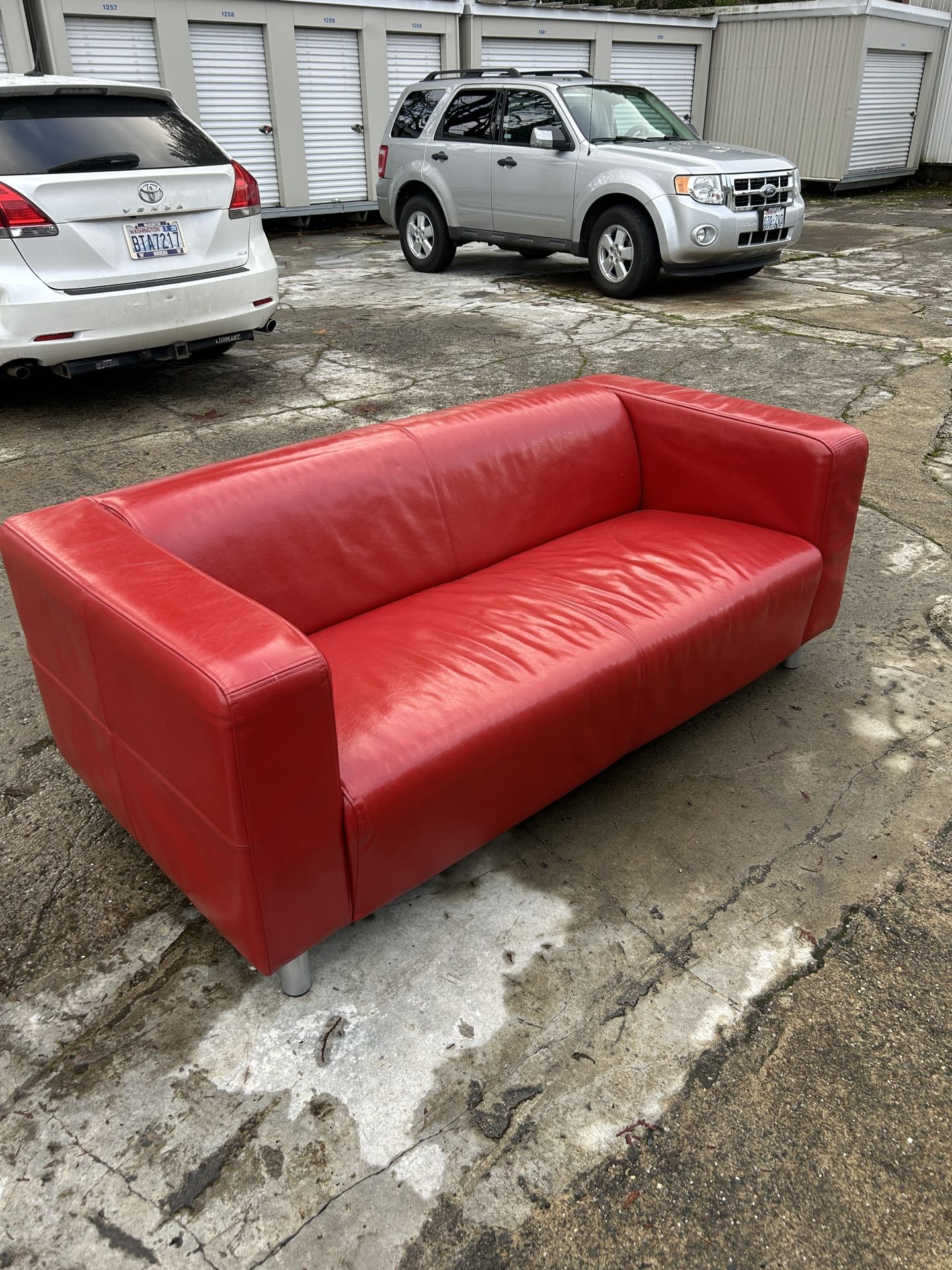 Contemporary Red Leather Love Seat