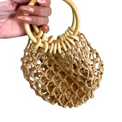 Bohemian Wooden Ring Knotted Handbag: summer accessories, resort wear, macrame, boho , clutch